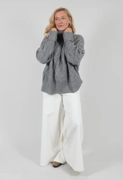 Dom Goor Jumpers^Chunky Cable Knit Jumper in Silver