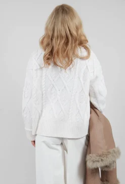 Dom Goor Jumpers^Chunky Cable Knit Jumper in Pearl