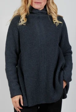 Rundholz Mainline Jumpers^Chunky Roll Neck Jumper in Slate Mel