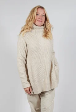 Rundholz Mainline Jumpers^Chunky Roll Neck Jumper in Bone Mel
