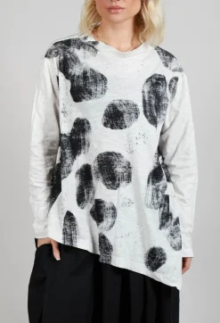 Moyuru Jumpers^Circle Print Top in Light Grey