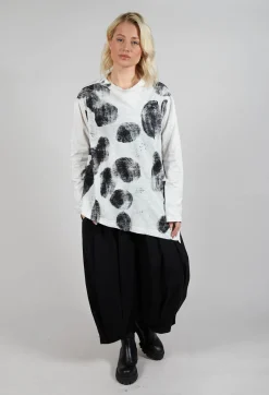 Moyuru Jumpers^Circle Print Top in Light Grey