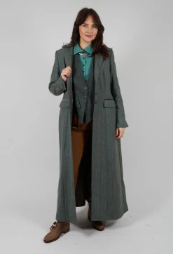 T.ba Coats^Classic Tweed Coat in Blue Tweed