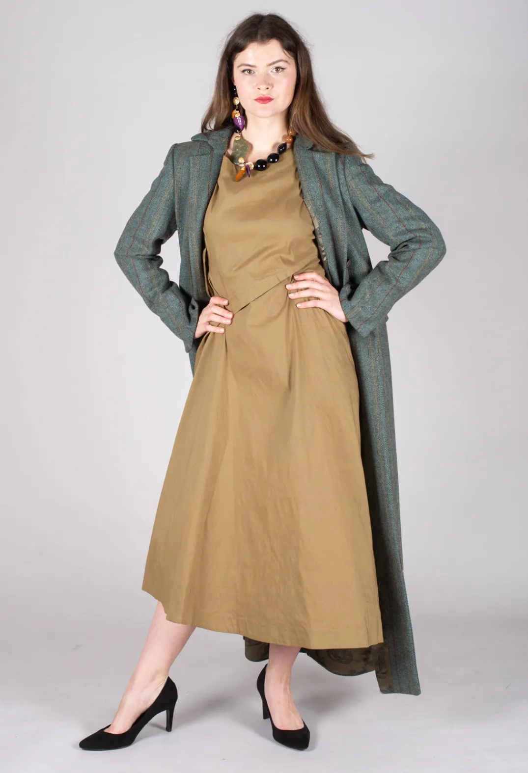 T.ba Coats^Classic Tweed Coat in Blue Tweed