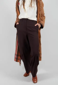 Sfizio Coats^Coat with Fringes and Belt in Cinnamon