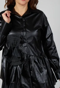 Bize Shirts & Blouses^Coated Shirt in Black