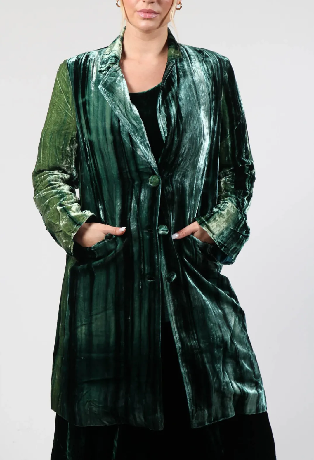 Bianco Levrin Coats^Colette Coat in Bottle Green and Mint Stripe