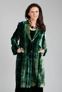 Bianco Levrin Coats^Colette Coat in Bottle Green and Mint Stripe