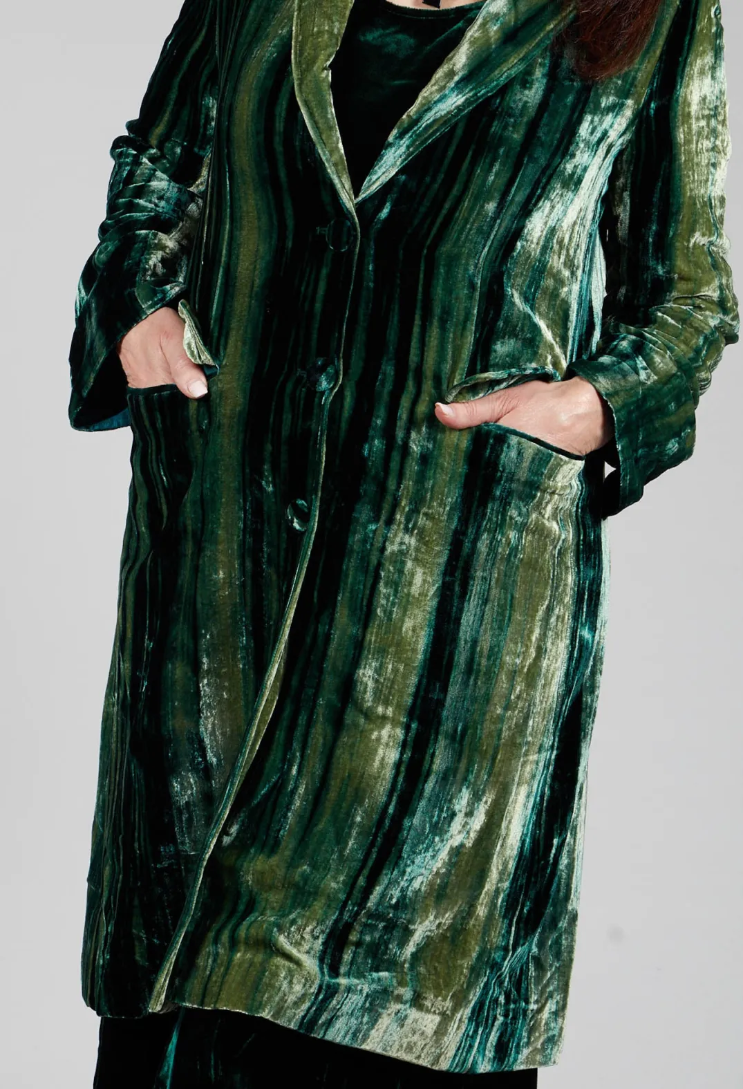 Bianco Levrin Coats^Colette Coat in Bottle Green and Mint Stripe