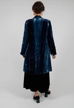 Bianco Levrin Coats^Colette Coat in Navy Blue and Aqua Stripe