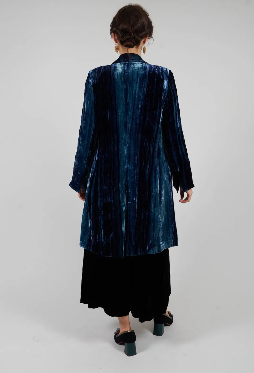 Bianco Levrin Coats^Colette Coat in Navy Blue and Aqua Stripe