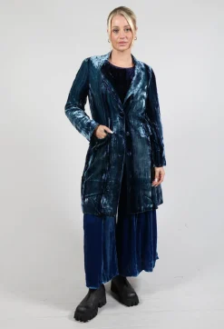 Bianco Levrin Coats^Colette Coat in Navy Blue and Aqua Stripe