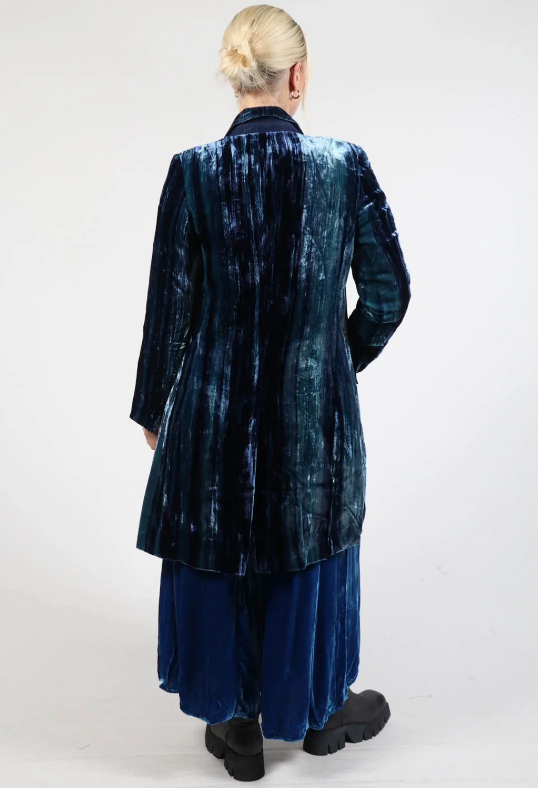 Bianco Levrin Coats^Colette Coat in Navy Blue and Aqua Stripe
