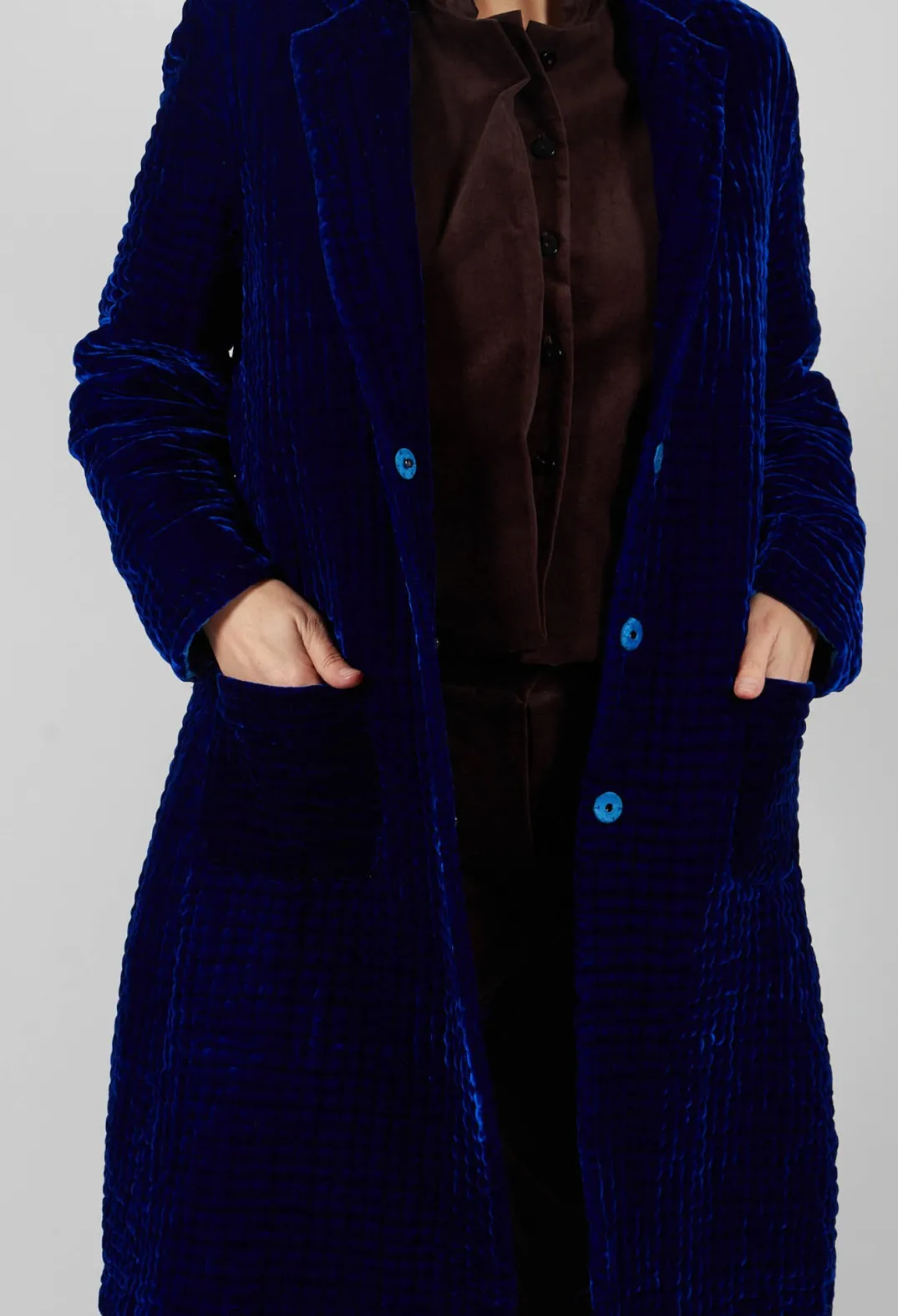 Bianco Levrin Jackets^Colette Pomegranate Jacket in Velvet Plain Cobalt