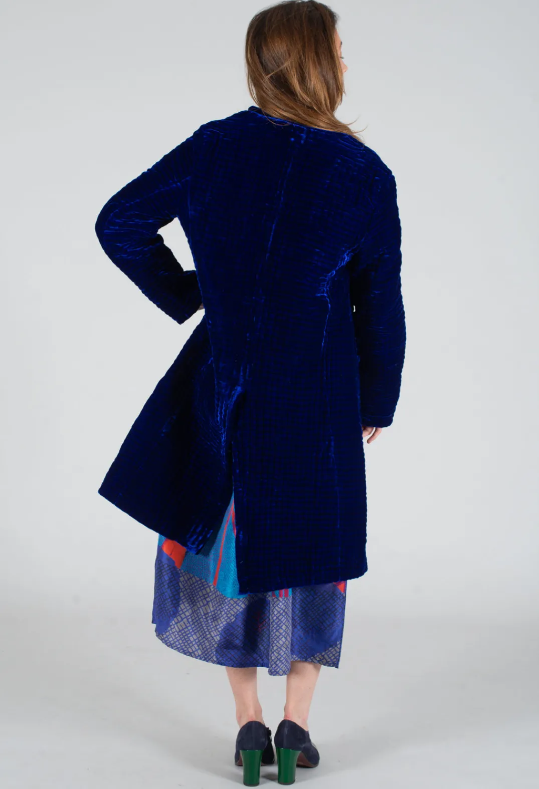 Bianco Levrin Jackets^Colette Pomegranate Jacket in Velvet Plain Cobalt