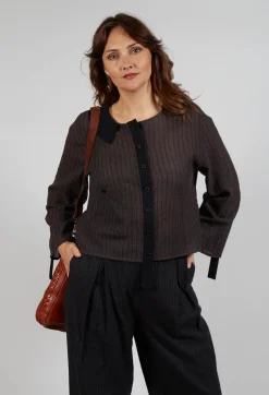 SOH Shirts & Blouses^Collared Blouse in Brown Stripe