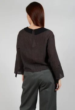 SOH Shirts & Blouses^Collared Blouse in Brown Stripe