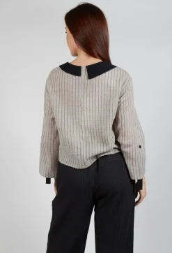 SOH Shirts & Blouses^Collared Blouse in Cream Stripe