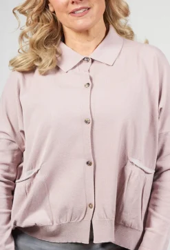 Sarah Pacini Cardigans^Collared Cardigan in Dusky Pink