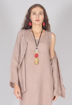 Sarah Pacini Shirts & Blouses^Collarless Linen Shirt in Dusky Pink