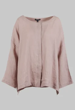 Sarah Pacini Shirts & Blouses^Collarless Linen Shirt in Dusky Pink