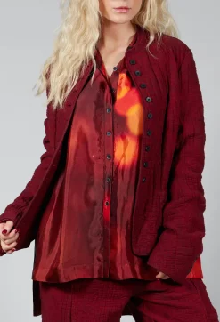 Masnada Jackets^Collarless Liner Cropped Bound Jacket in Blood