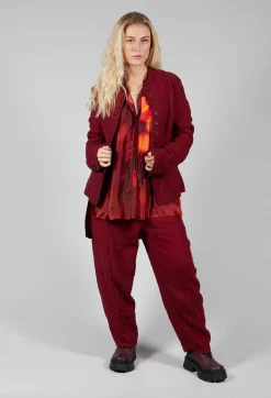 Masnada Jackets^Collarless Liner Cropped Bound Jacket in Blood