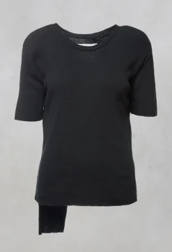 NELLY JOHANSSON T-shirts^Colmar Jersey T Shirt with Ribbed Effect in Black