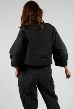 Bize Tops^Contrast Cropped Jacket in Black