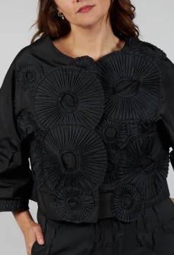 Bize Tops^Contrast Cropped Jacket in Black