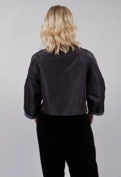 Bize Tops^Contrast Cropped Jacket in Anthracite