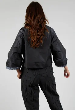 Bize Tops^Contrast Cropped Jacket in Anthracite