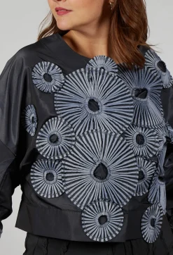Bize Tops^Contrast Cropped Jacket in Anthracite