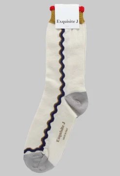 Exquisite J Socks^Contrast Detail Socks in Cream