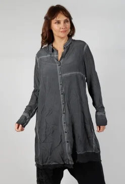Rundholz Dip Dresses^Contrast Hem Shirt Dress in Coal Cloud