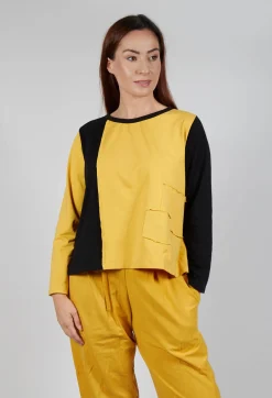 Bread and Butter Tops^Contrast Long Sleeve Top in Yellow and Black