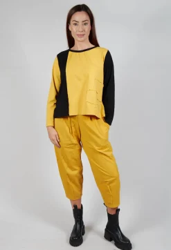 Bread and Butter Tops^Contrast Long Sleeve Top in Yellow and Black