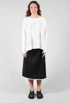 Moyuru Skirts^Contrast Raw Hem Skirt Trousers in Black / White