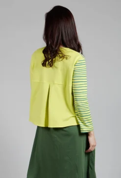 Bread and Butter Tops^Contrast Sleeve Top in Lime with Green Lines