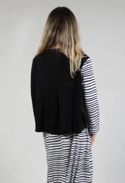 Bread and Butter Tops^Contrast Sleeve Top in White with Black Lines
