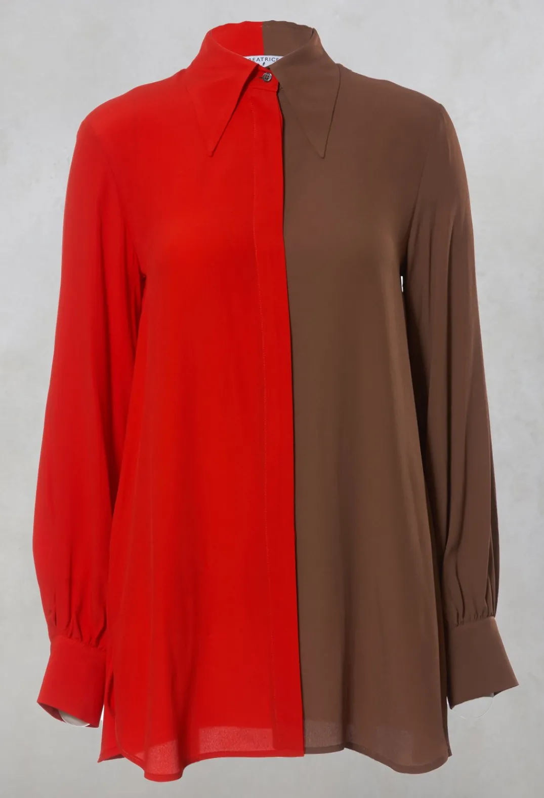 Beatrice B Shirts & Blouses^Contrast Tailored Shirt in Orange / Brown