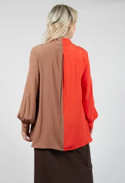 Beatrice B Shirts & Blouses^Contrast Tailored Shirt in Orange / Brown