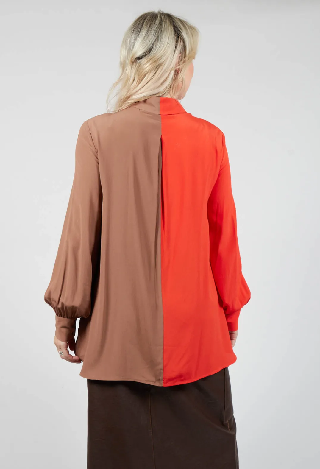 Beatrice B Shirts & Blouses^Contrast Tailored Shirt in Orange / Brown