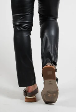Malloni Sandals^Contrasting Cross Over Sandals in Latte/Piombo