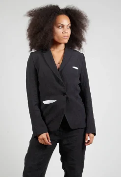 Marc Point Jackets^Contrasting Fabric Blazer in Black