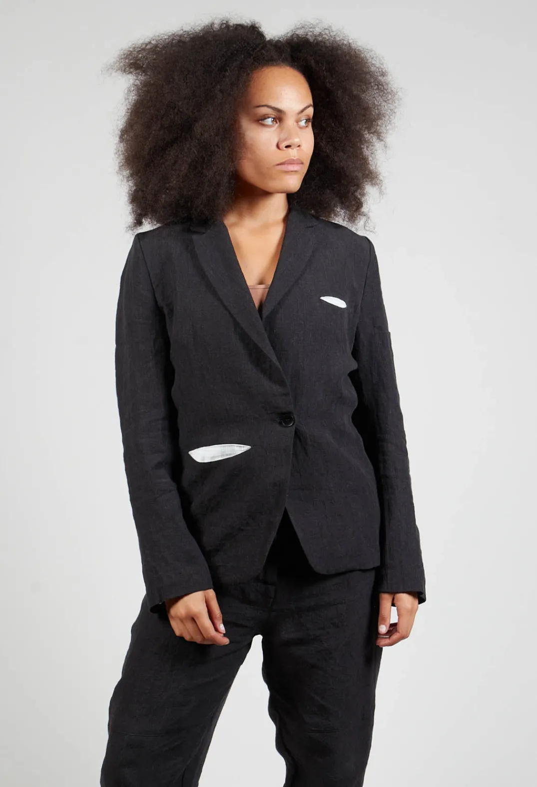Marc Point Jackets^Contrasting Fabric Blazer in Black