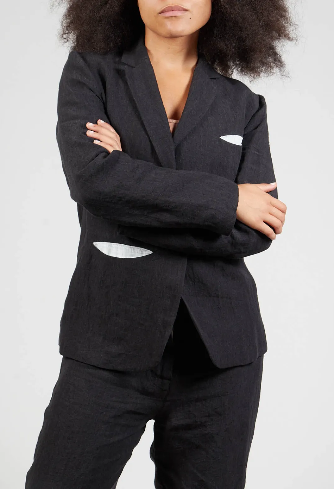 Marc Point Jackets^Contrasting Fabric Blazer in Black
