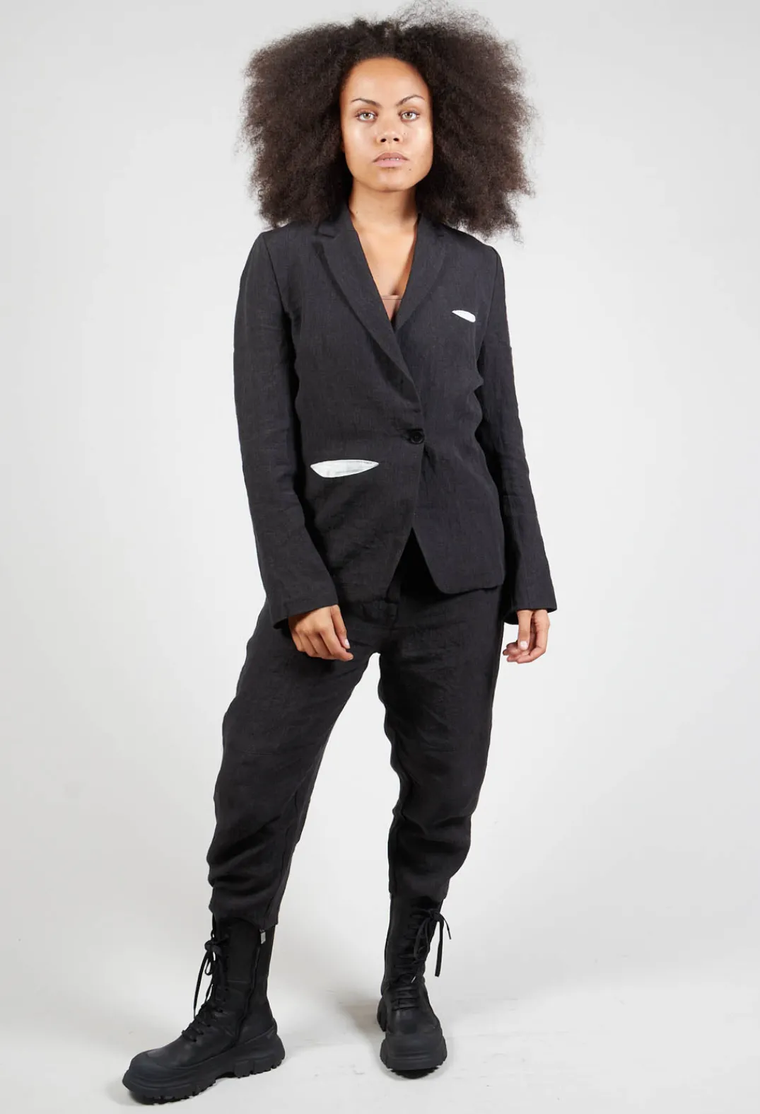 Marc Point Jackets^Contrasting Fabric Blazer in Black