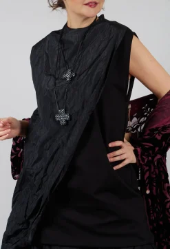 La Haine Dresses^Contrasting Fabric Dress in Black