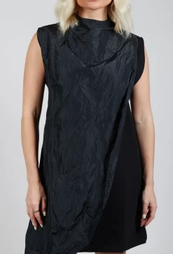 La Haine Dresses^Contrasting Fabric Dress in Black